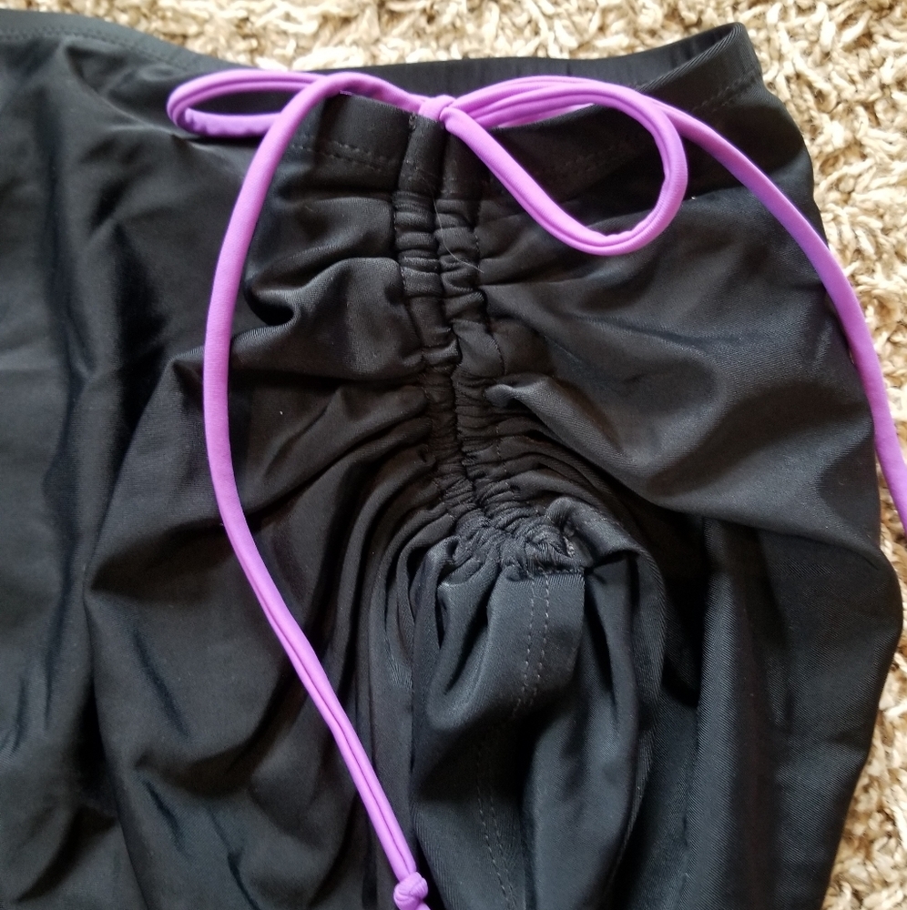 Black Swim Skirt w/ Purple Plus Size XXXL